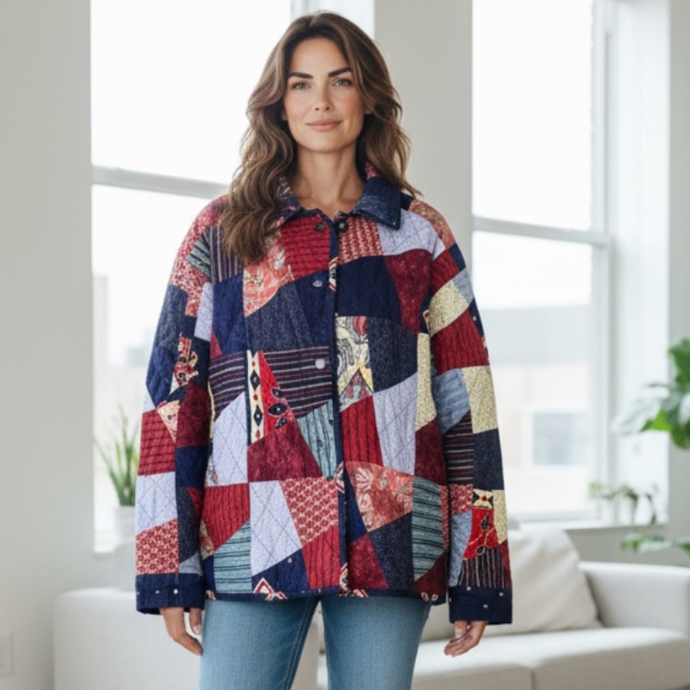 Patchwork Quilted Jacket - Multicolor